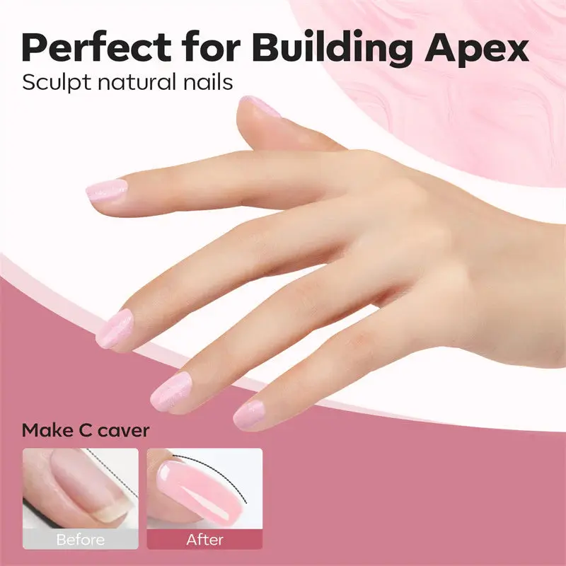 8-in-1 Builder Nail Gel Nude Pink Glitter - Image 4