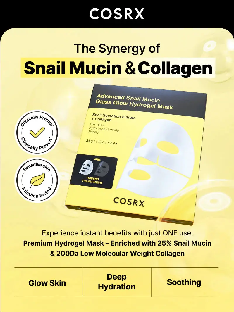 Advanced Snail Mucin Glass Glow Hydrogel Mask 1 pc - Image 9