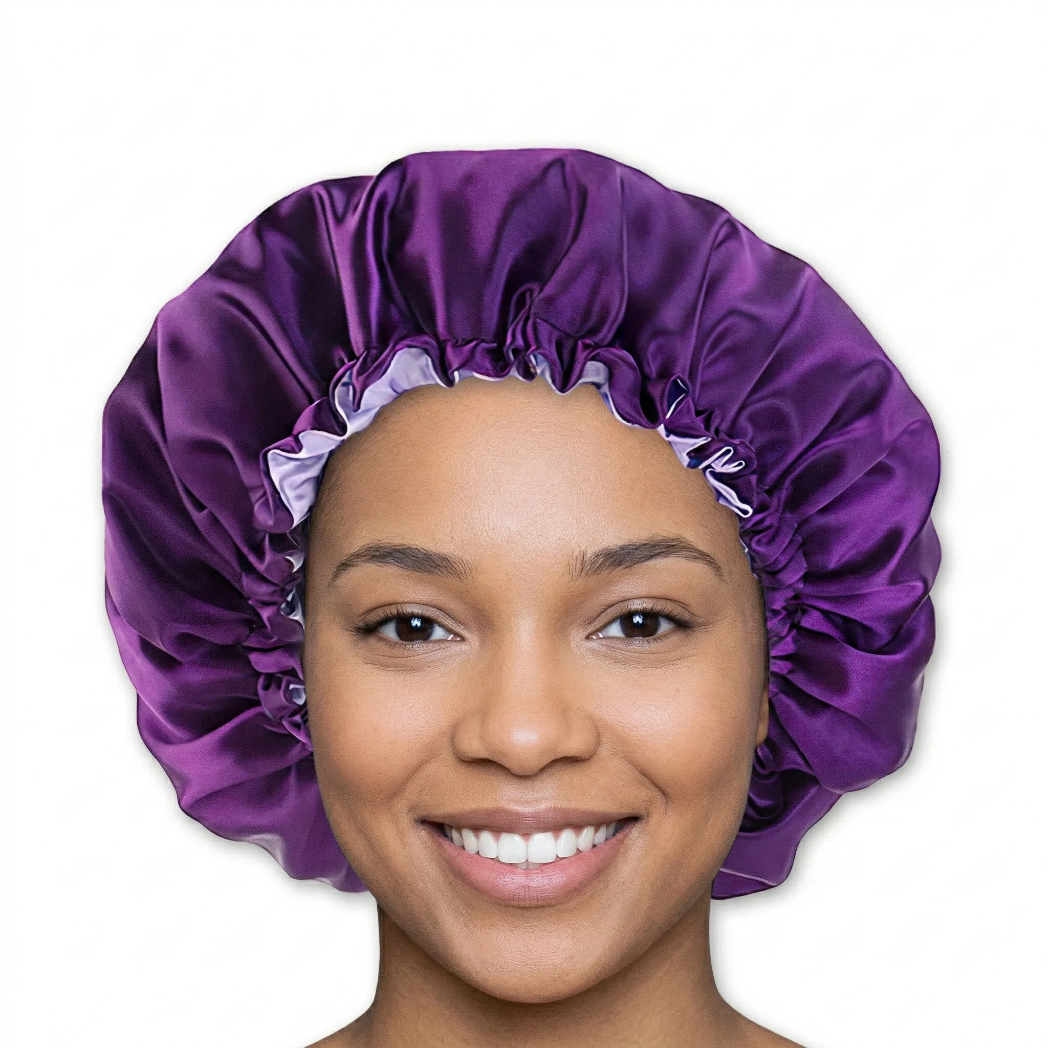Purple Satin Hair Bonnet Reversable - Image 2