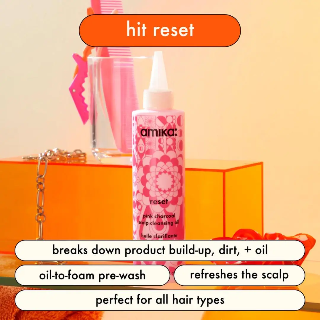 Amika Reset Pink Charcoal Scalp Cleansing Oil - Image 3