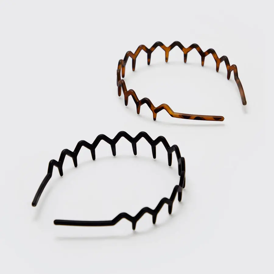 Black & Tort Zig zag Headbands 2pc - Image 3