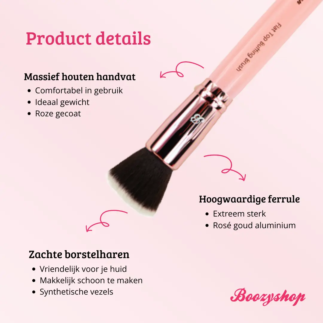 Pink & Rose Gold Flat Top Buffing Brush - Image 4