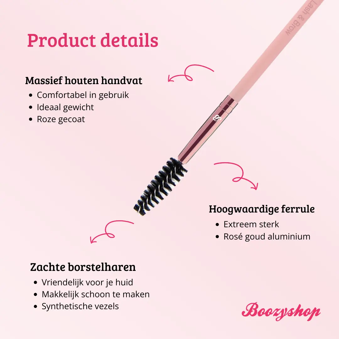 Pink & Rose Gold Lash & Brow Brush - Image 4