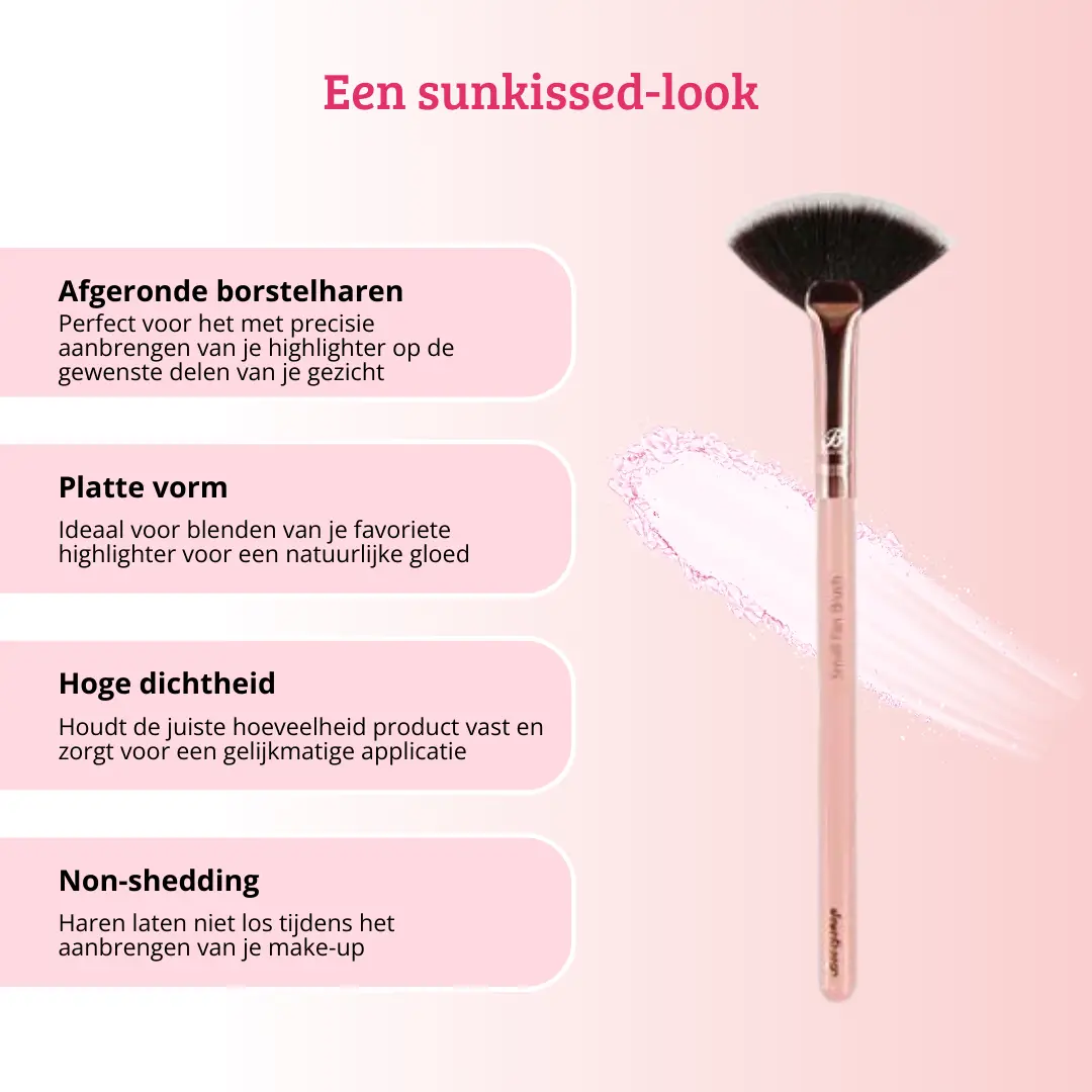 Pink & Rose Gold Small Fan Brush - Image 3