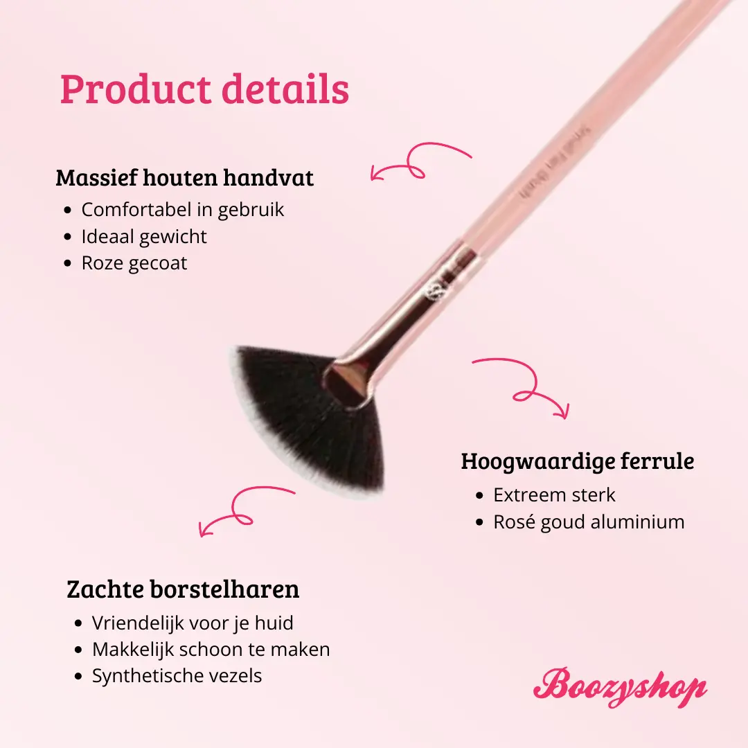 Pink & Rose Gold Small Fan Brush - Image 4