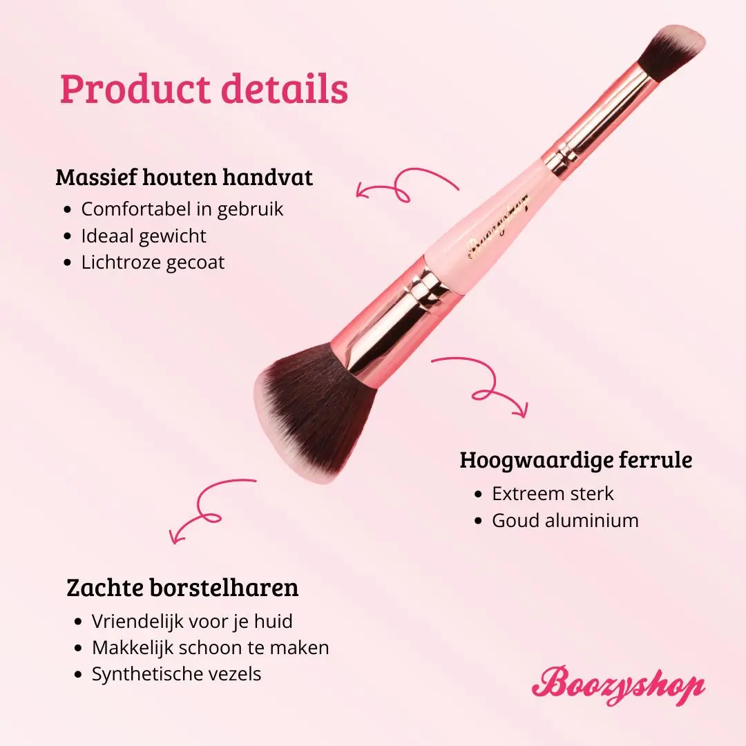 Soft Pink & Gold Bronzer & Blush Blending Brush - Image 4