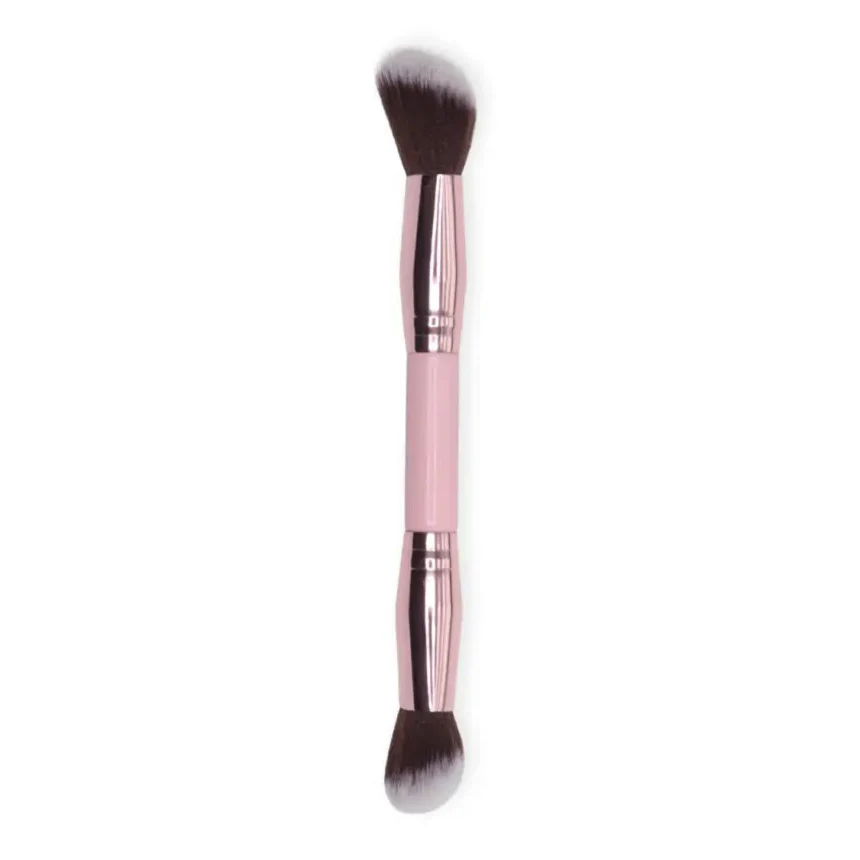 Soft Pink and Gold Foundation and Face Duo Brush - Image 2