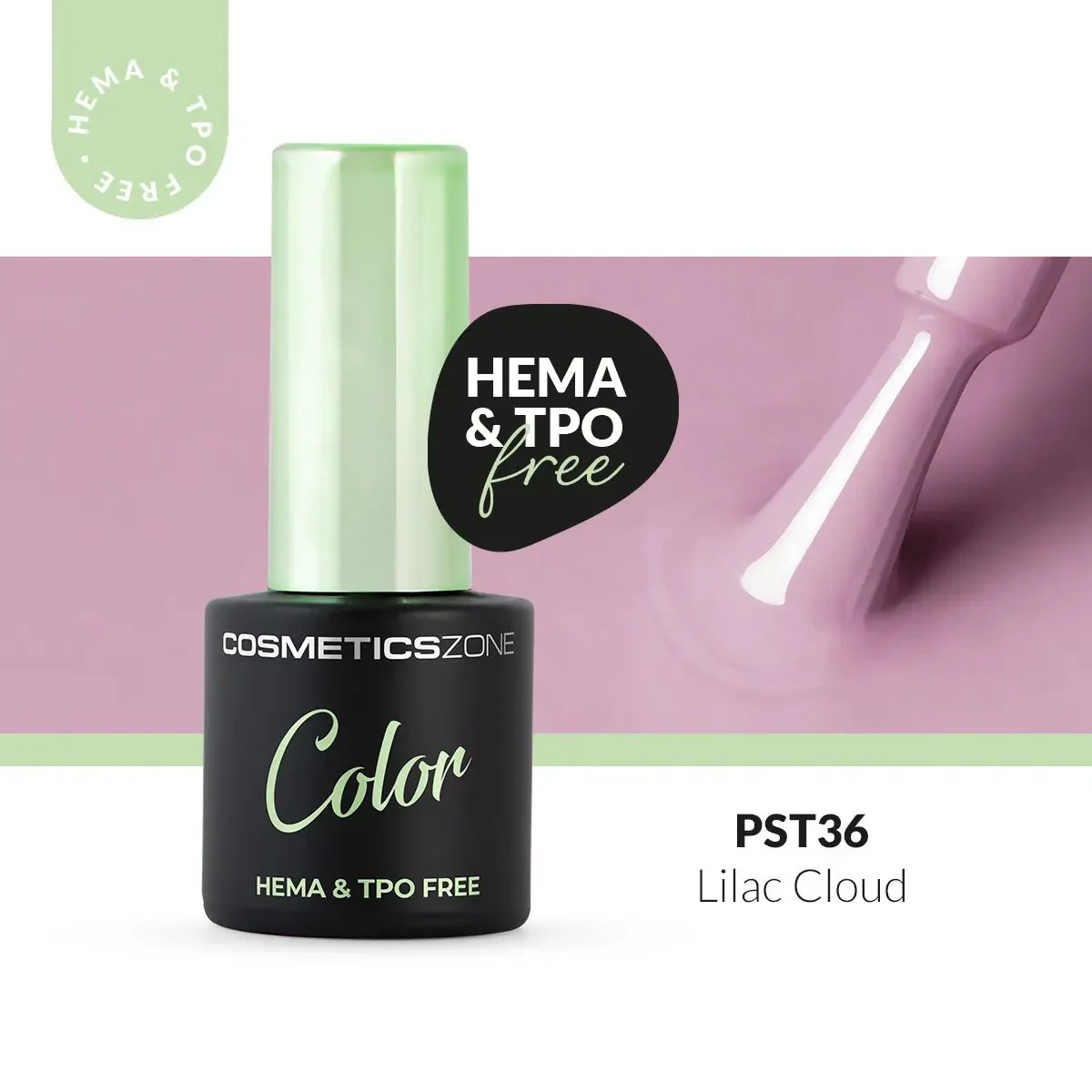 Hypoallergenic Hybrid UV/LED Gel Polish Lilac Cloud PST36 - Image 3