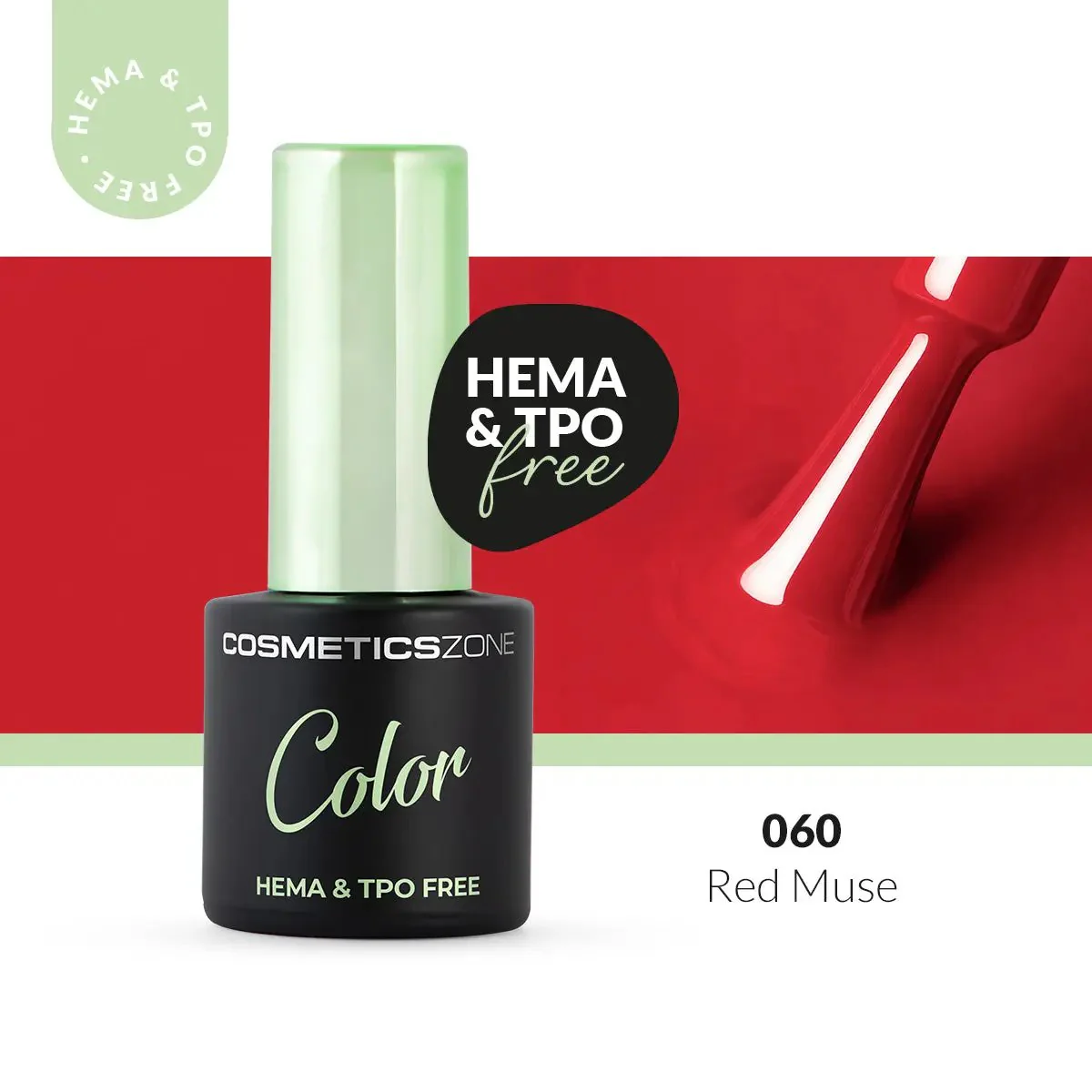 Hypoallergenic Hybrid UV/LED Gel Polish Red Muse 060 - Image 3