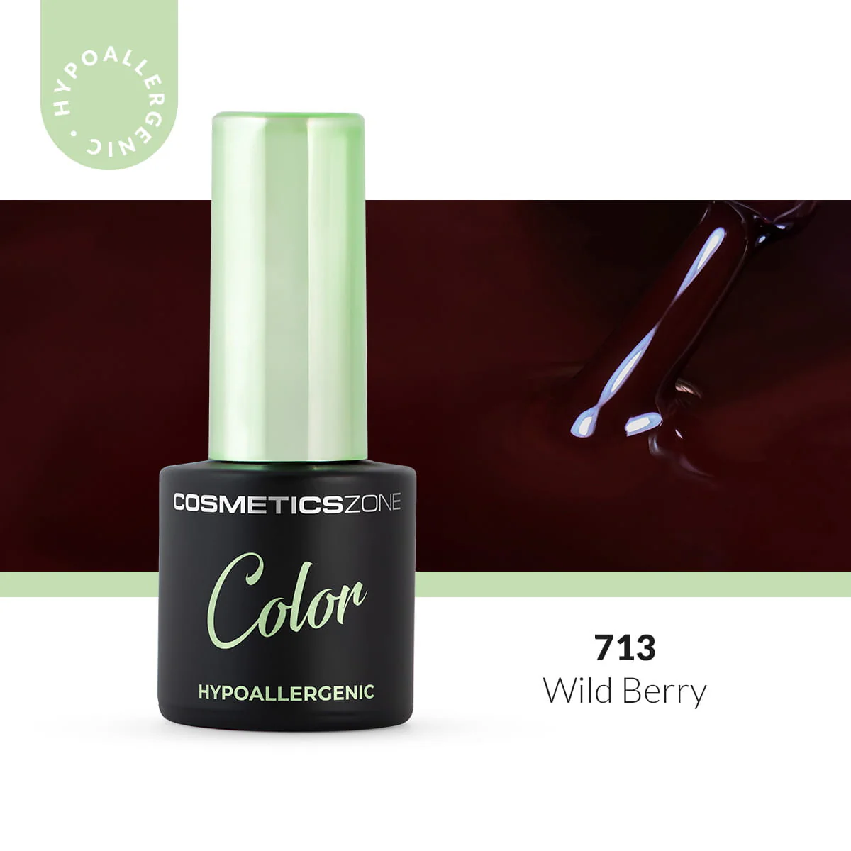 Hypoallergenic Hybrid UV/LED Gel Polish Wild Berry 713 - Image 4