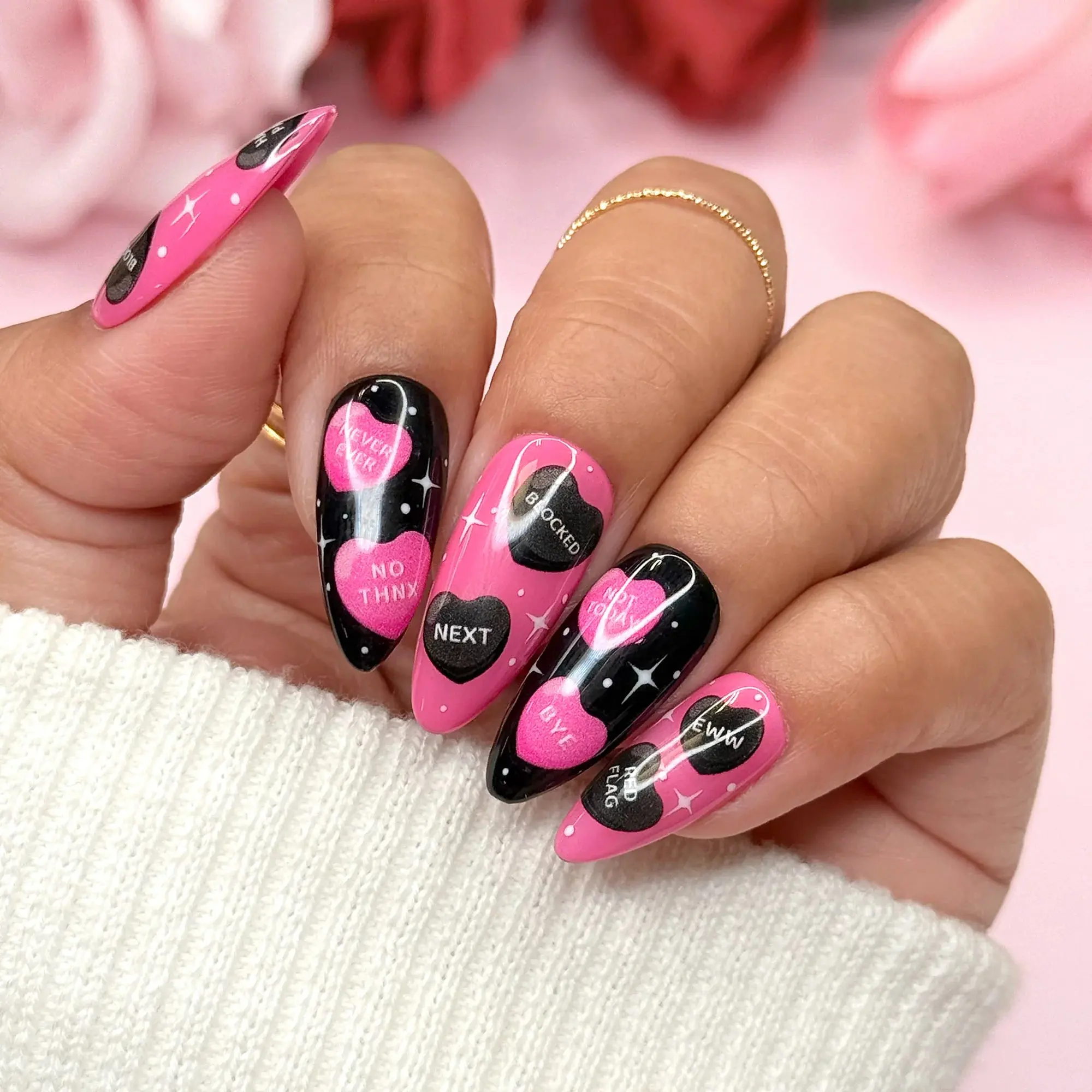 Valentine 3D Embossed Nail Art Sticker Anti-Sweet Talk - Image 2