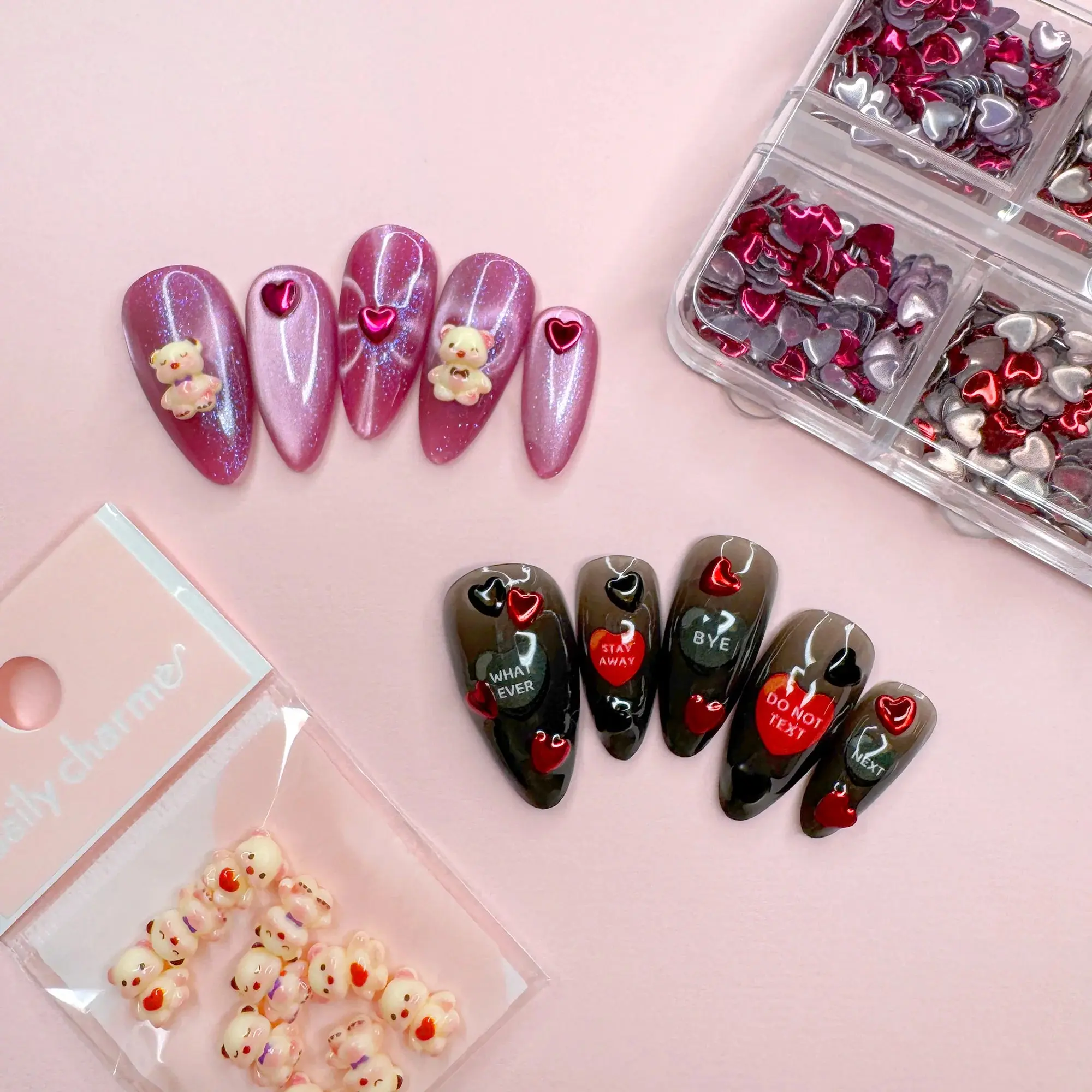 Valentine 3D Embossed Nail Art Sticker Anti-Sweet Talk - Image 3