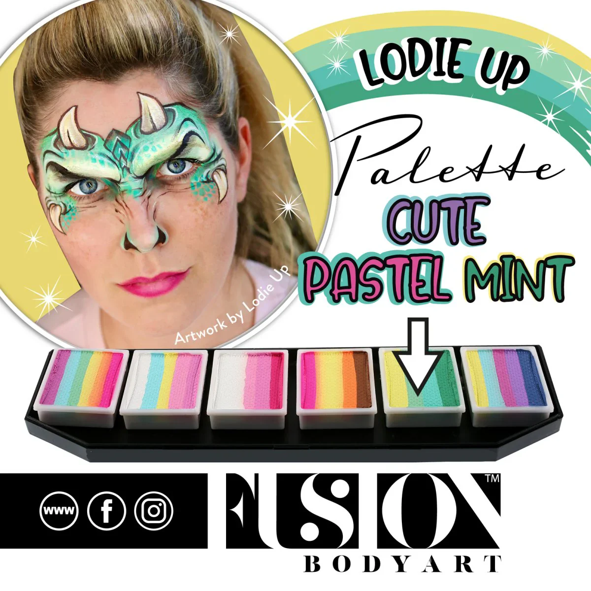 Face Painting Lodie Up Cute Pastel Rainbow Palette - Image 4