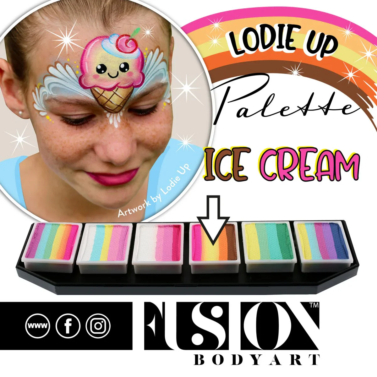Face Painting Lodie Up Cute Pastel Rainbow Palette - Image 6