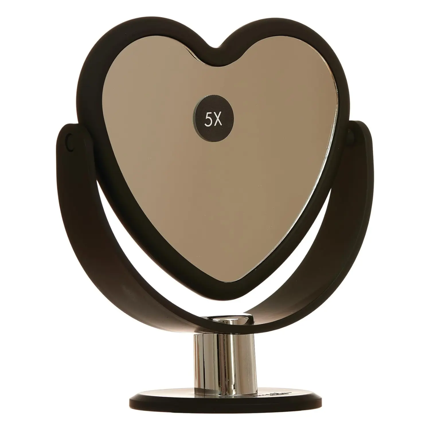 Heart Vanity Mirror Black 5x Magnified - Image 2