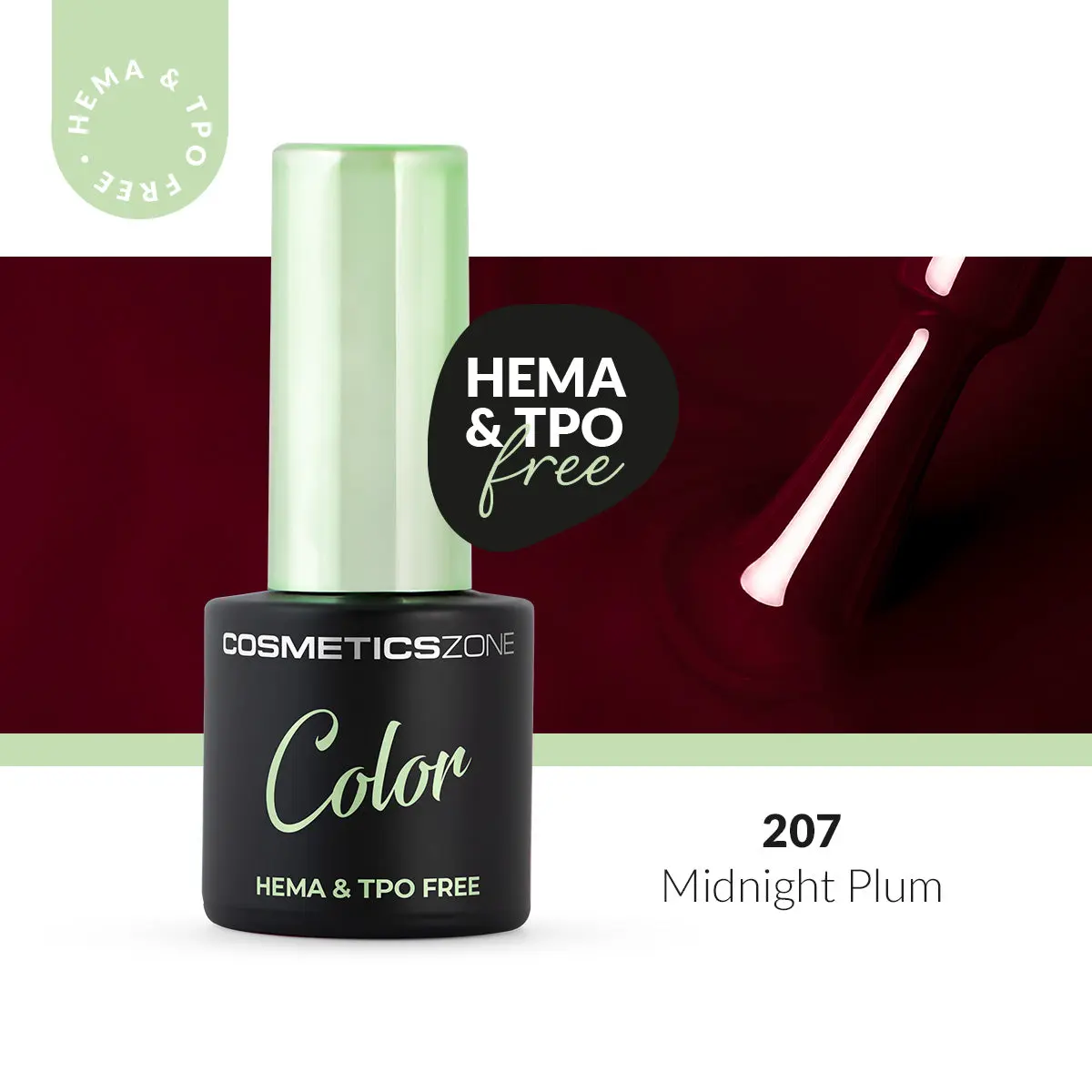Hypoallergenic Hybrid UV/LED Gel Polish Midnight Plum 207 - Image 3