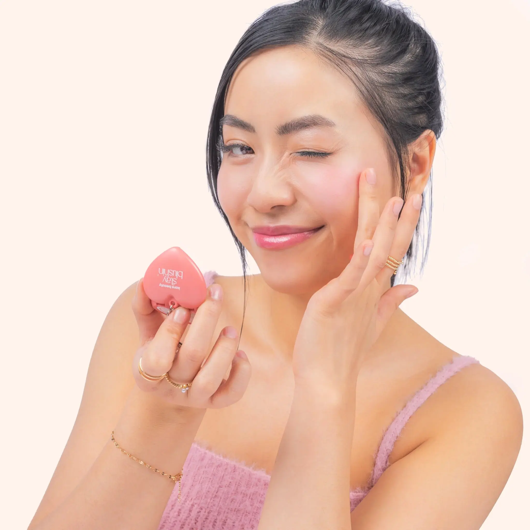 Stay Blushin! Lip and Cheek Cream Blush Keychain Berry Red - Image 3