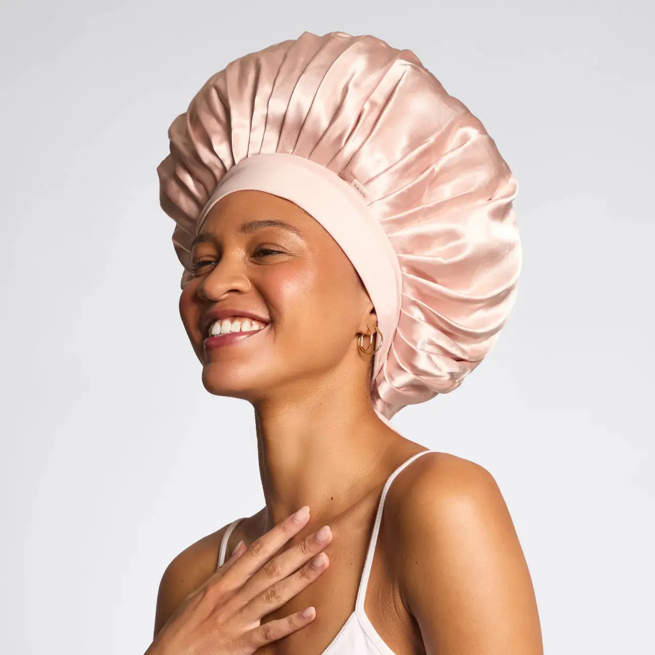 Adjustable Oversized Satin Bonnet Blush - Image 2