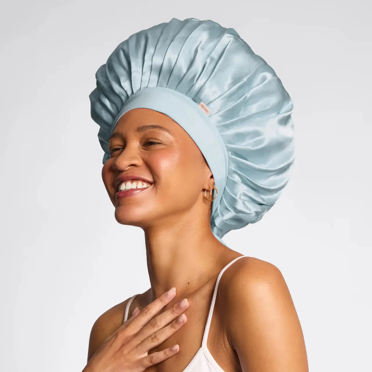 Adjustable Oversized Satin Bonnet Haze Blue - Image 2