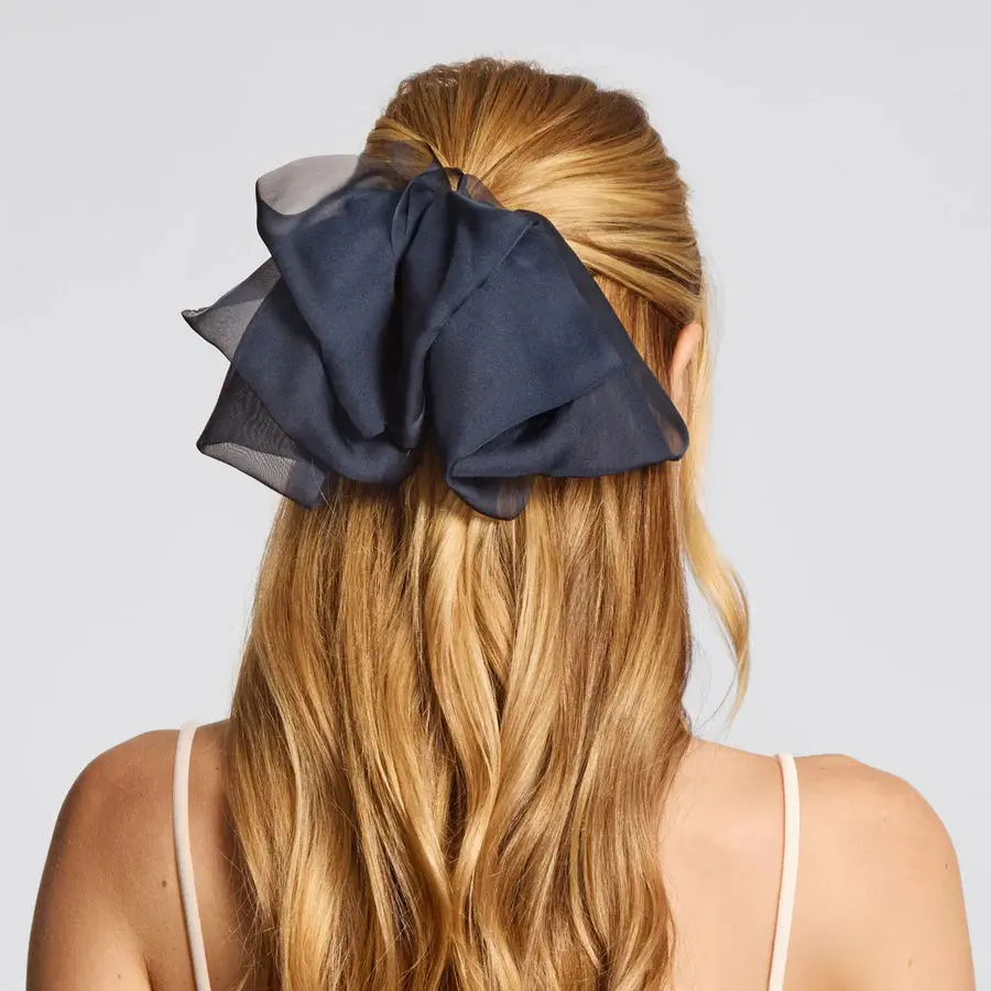 Chiffon Bow Hair Clip Blue Orchid - Image 2