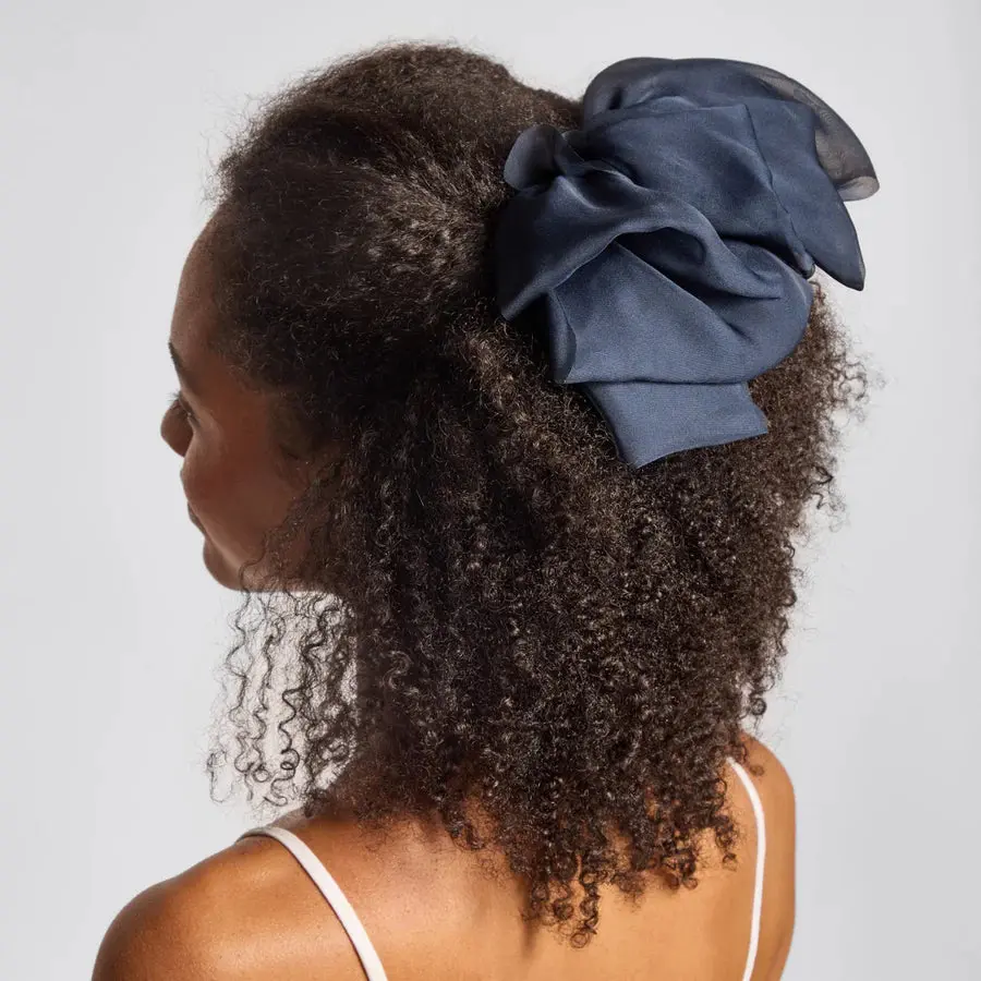 Chiffon Bow Hair Clip Blue Orchid - Image 3
