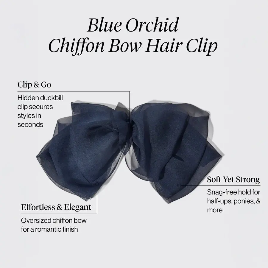 Chiffon Bow Hair Clip Blue Orchid - Image 4