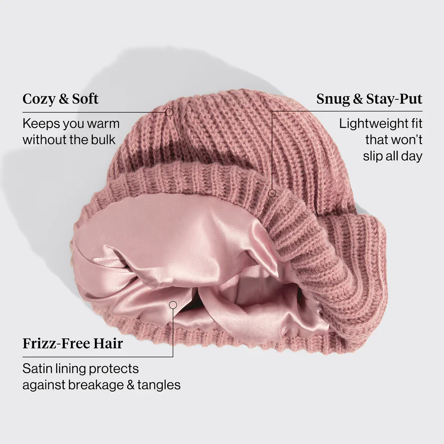 Glazey™ Satin Lined Beanie Blush - Image 2