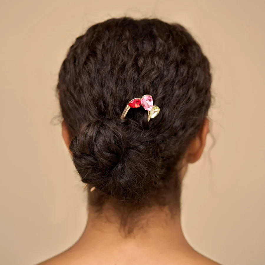 Holiday Metal Gemstone French Hair Pin - Image 2