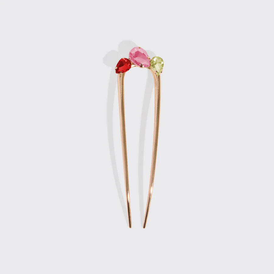 Holiday Metal Gemstone French Hair Pin - Image 4