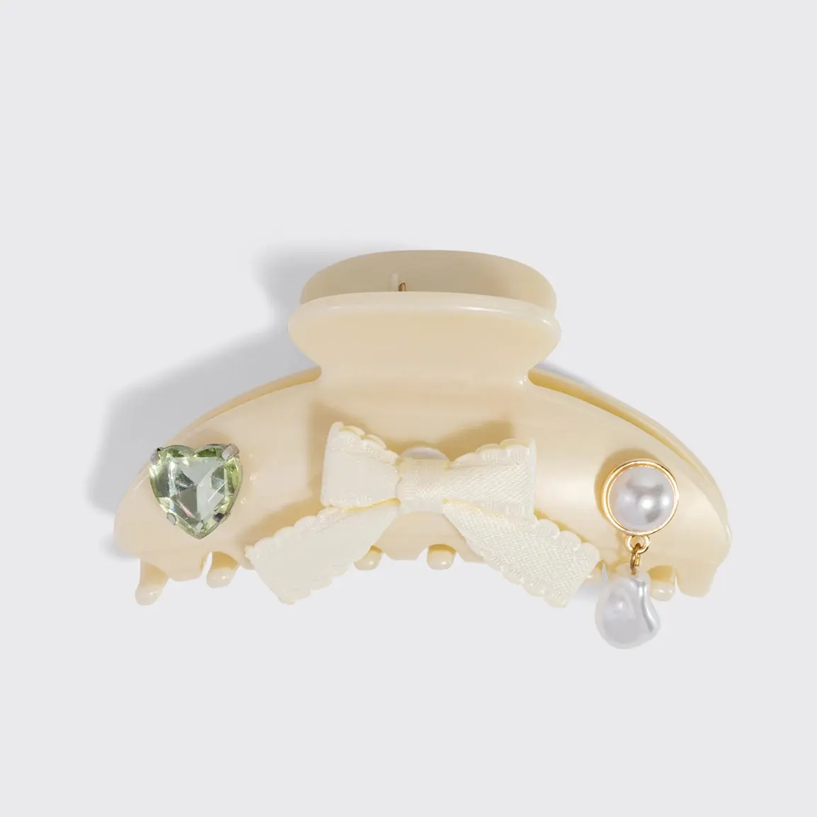 KitschPop Charms & Curved Claw Clip Set Pearlized Cream - Image 6