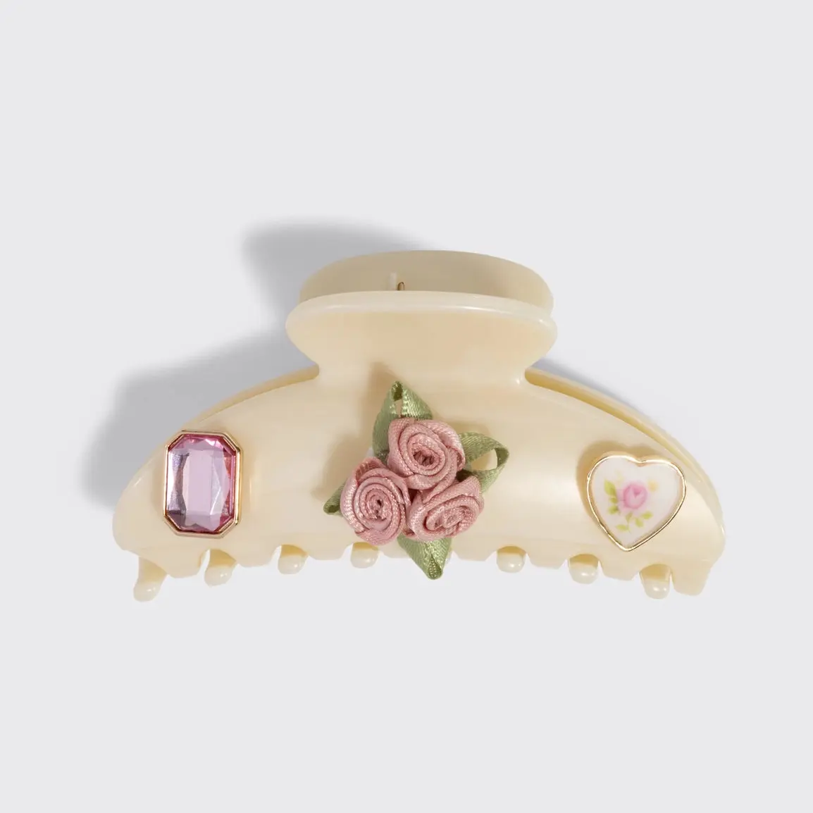 KitschPop Charms & Curved Claw Clip Set Pearlized Cream - Image 7