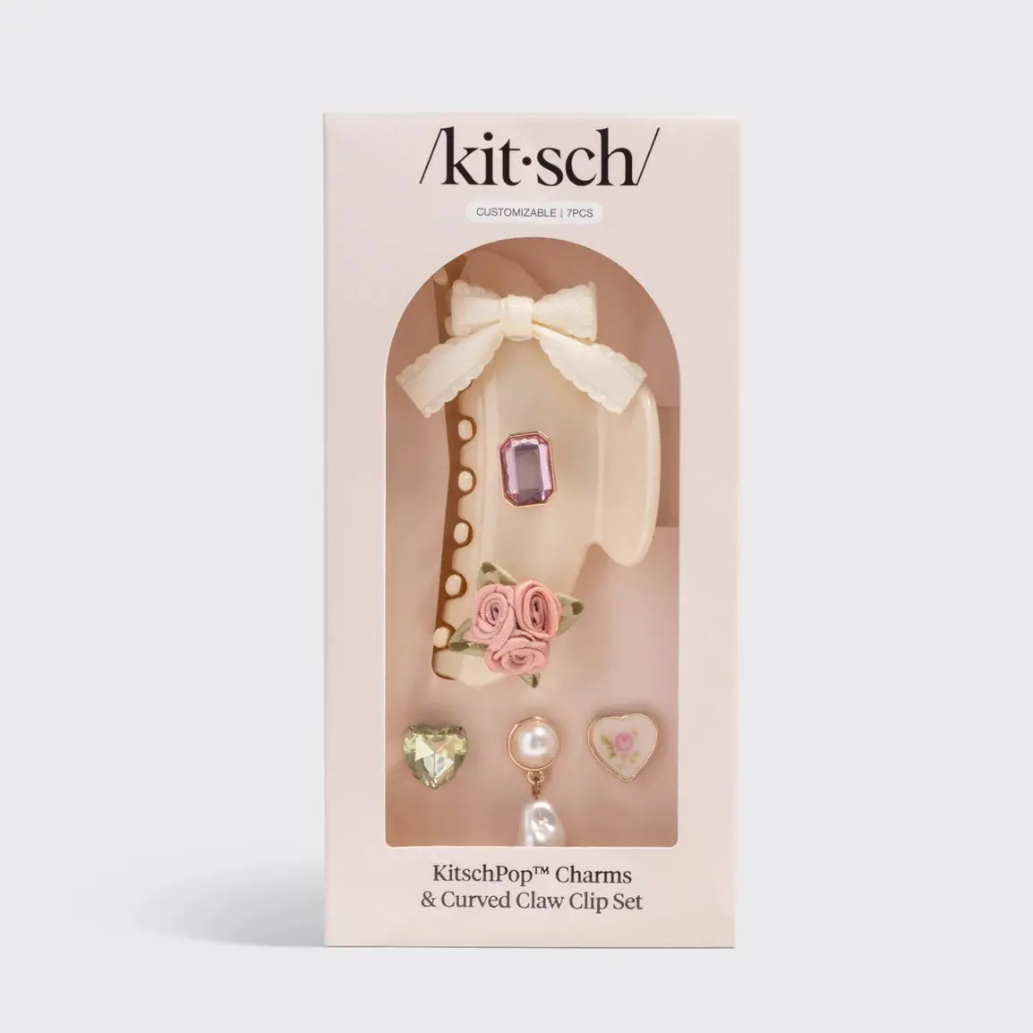 KitschPop Charms & Curved Claw Clip Set Pearlized Cream - Image 9