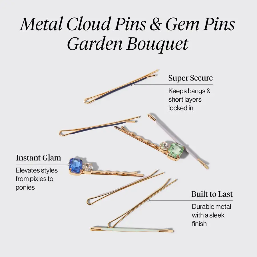 Metal Cloud & Gem Pins Set Garden Bouquet - Image 5
