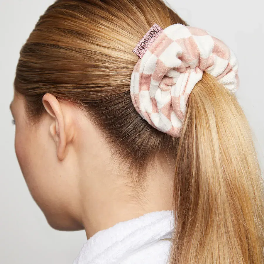 Microfiber Quick-Dry Towel Scrunchie 2pc Terracotta Checker - Image 3