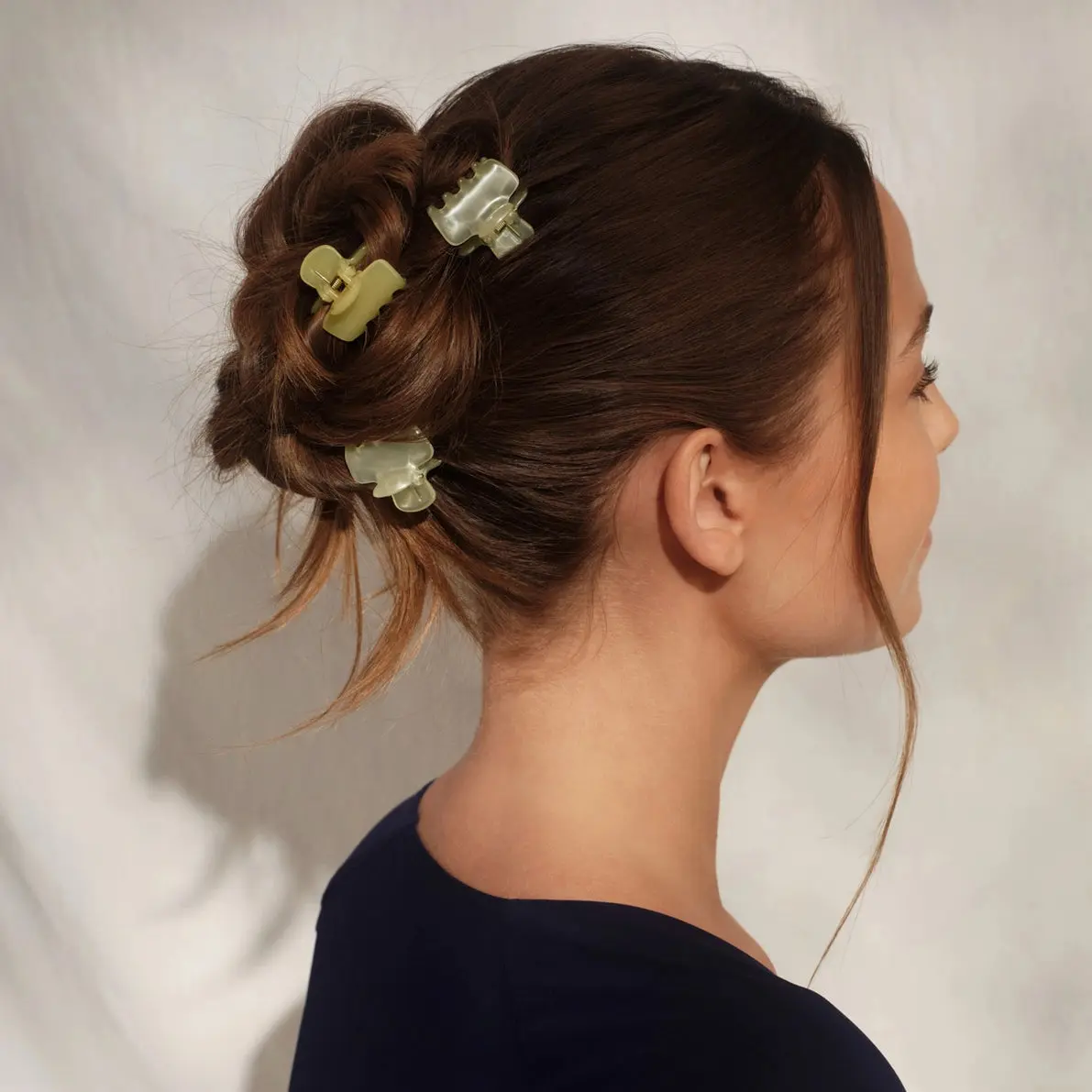 Mini Jelly Cloud Clips 8pc Set Pearlized Cream & Butter Yellow - Image 2