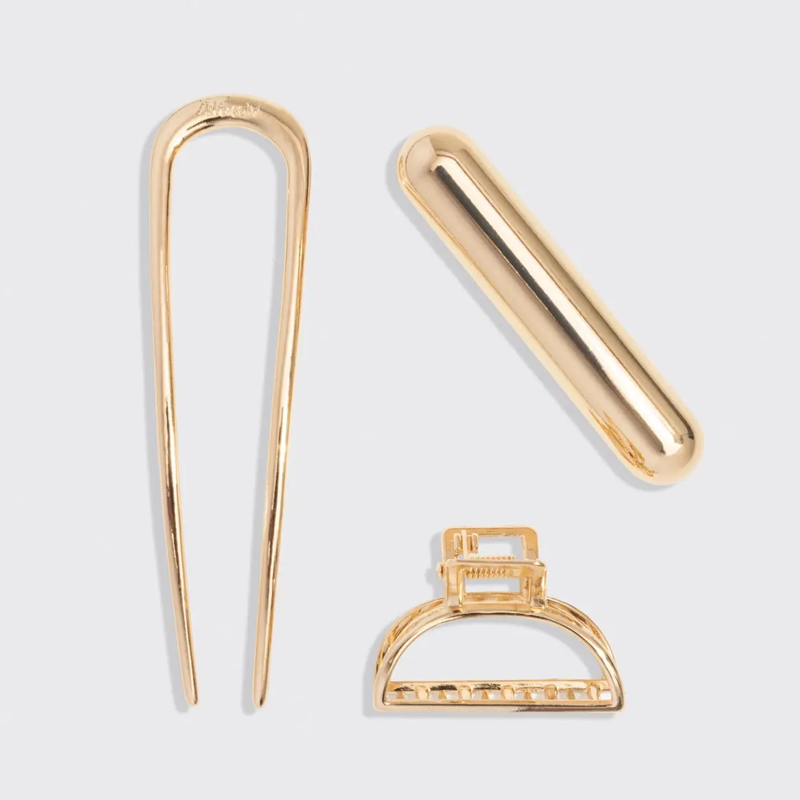 Mini Metal French Hair Pin & Clips Set Gold - Image 6