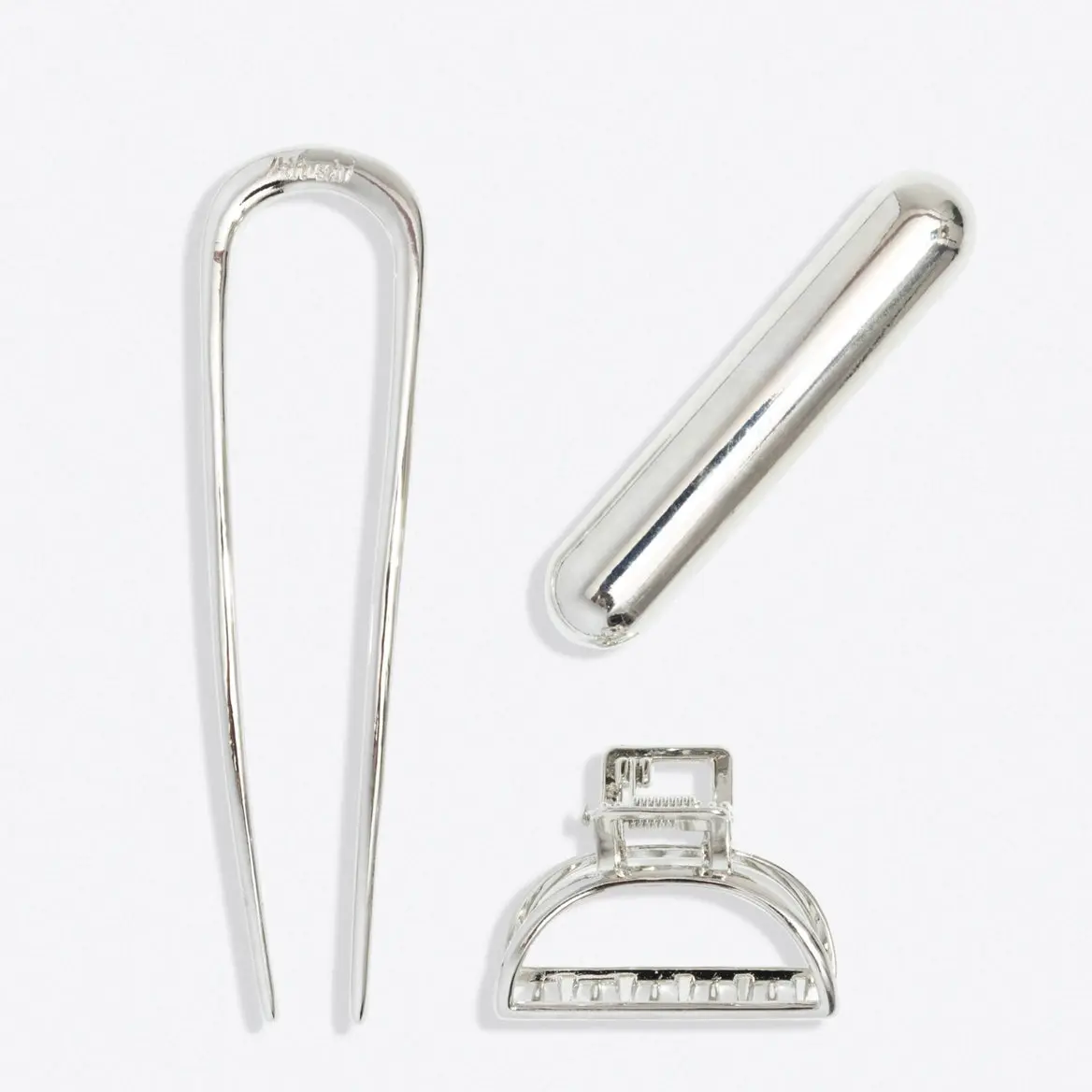 Mini Metal French Hair Pin & Clips Set Silver - Image 5