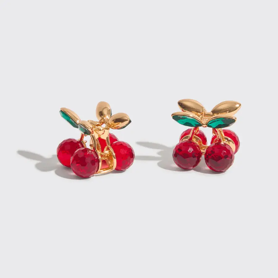 Mini Rhinestone Claw Clips 2pc Set Cherry - Image 4