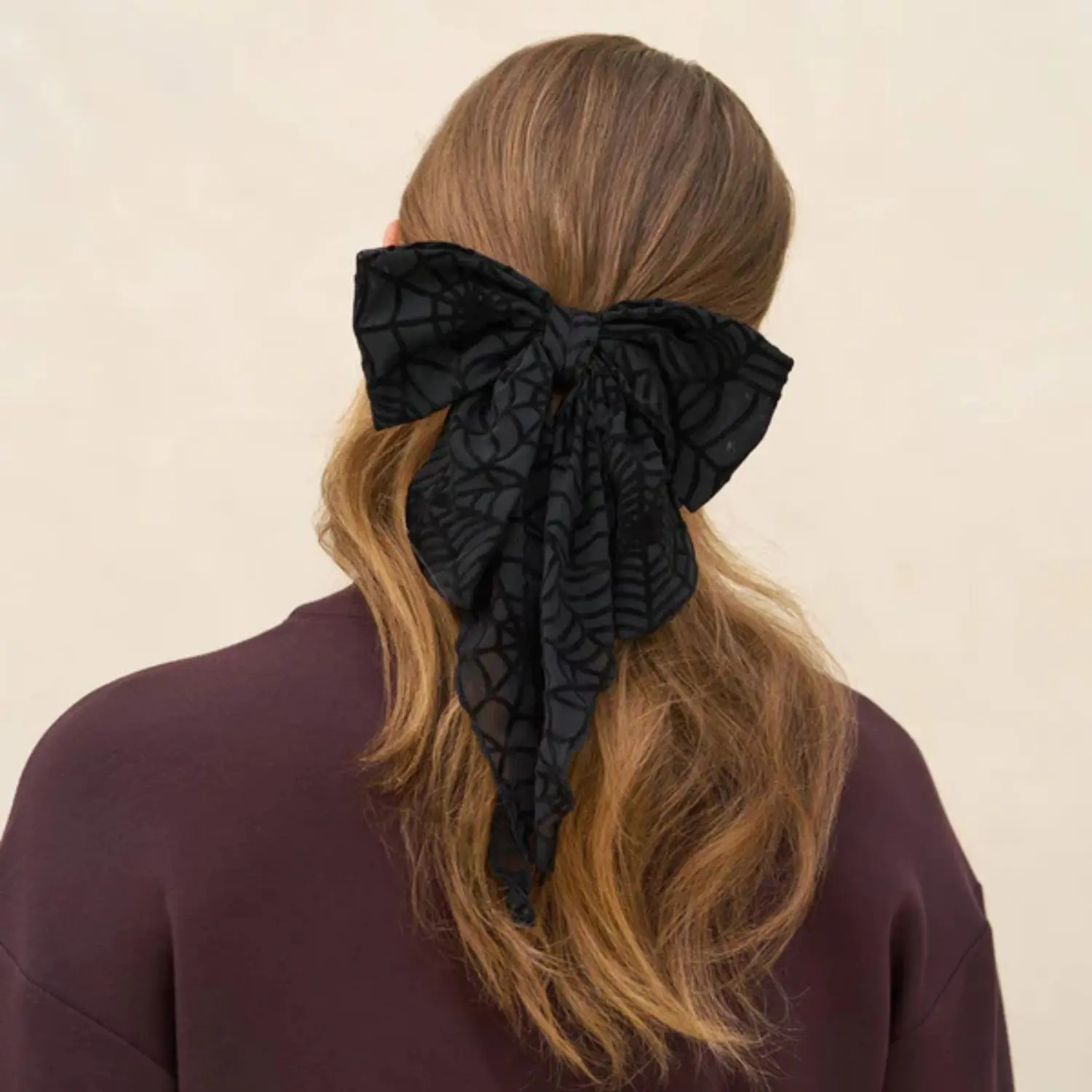 Oversized Bow Hair Clip Spiderweb - Image 2