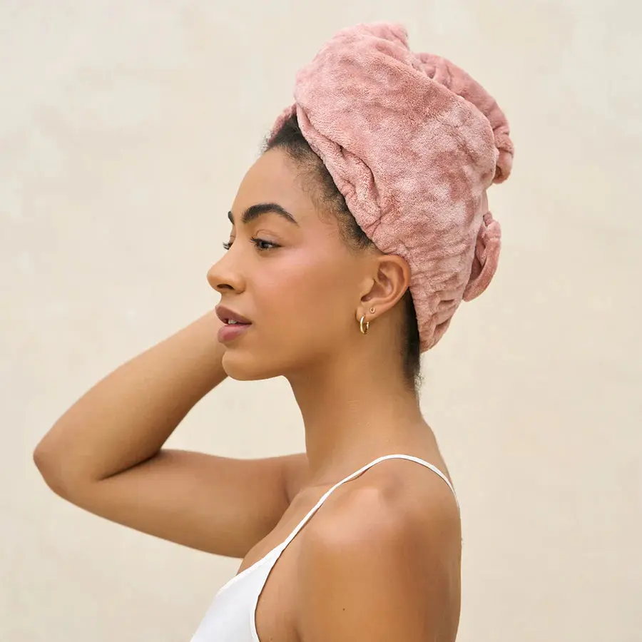 Plush Microfiber Hair Towel Turban Terracotta - Image 2