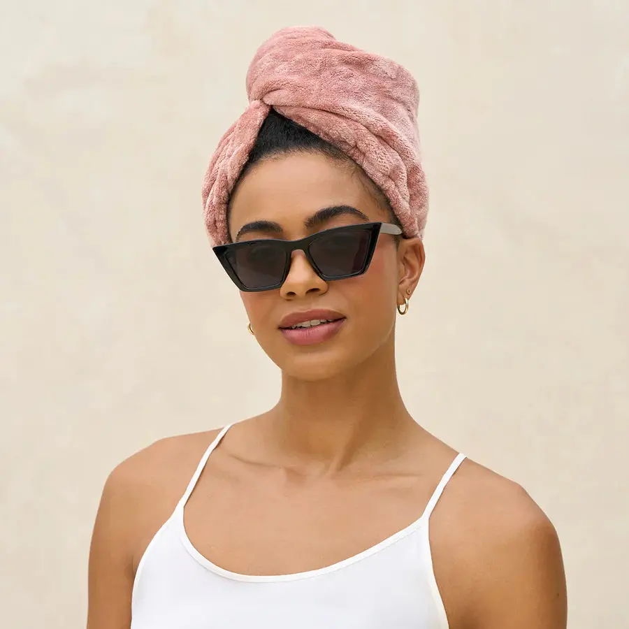 Plush Microfiber Hair Towel Turban Terracotta - Image 3