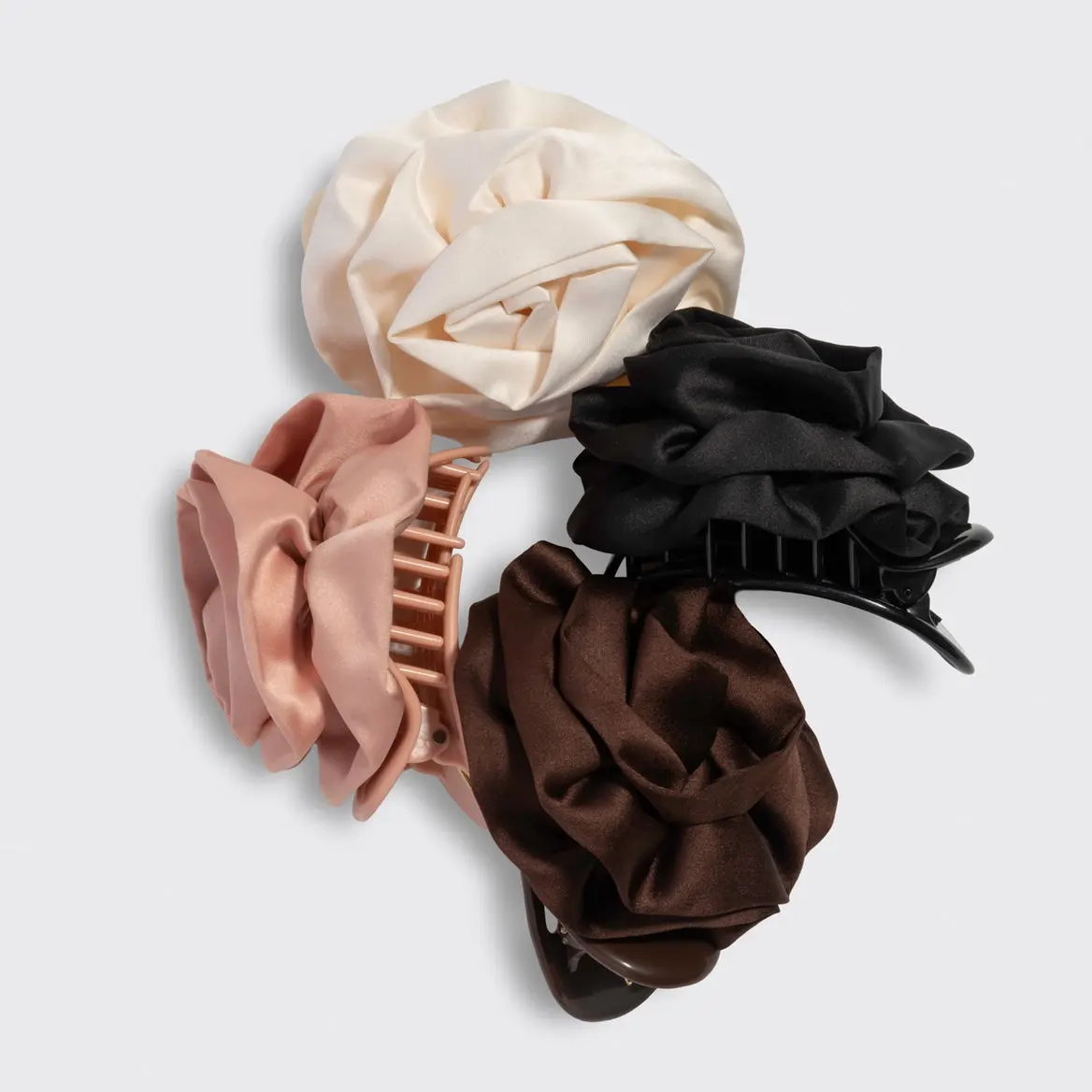 Satin Rosette Flat Cloud Clip Black - Image 6