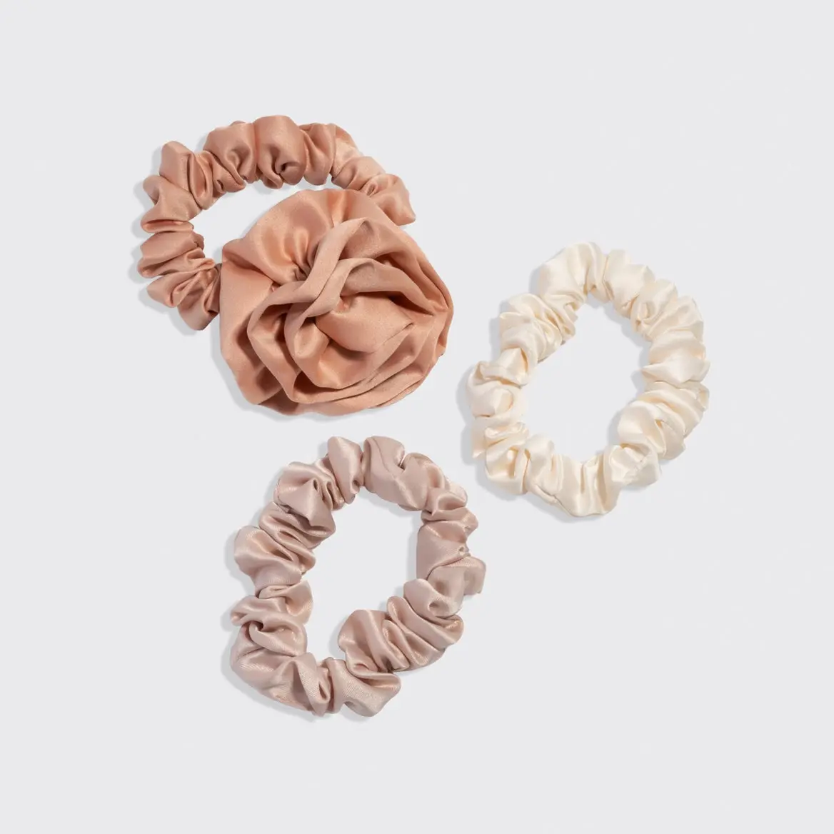 Satin Rosette Ruched Scrunchies Set Terracotta - Image 3