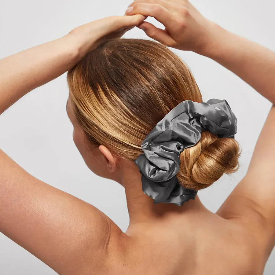 Satin Sleep Pillow Scrunchies Charcoal/Gold - Image 2