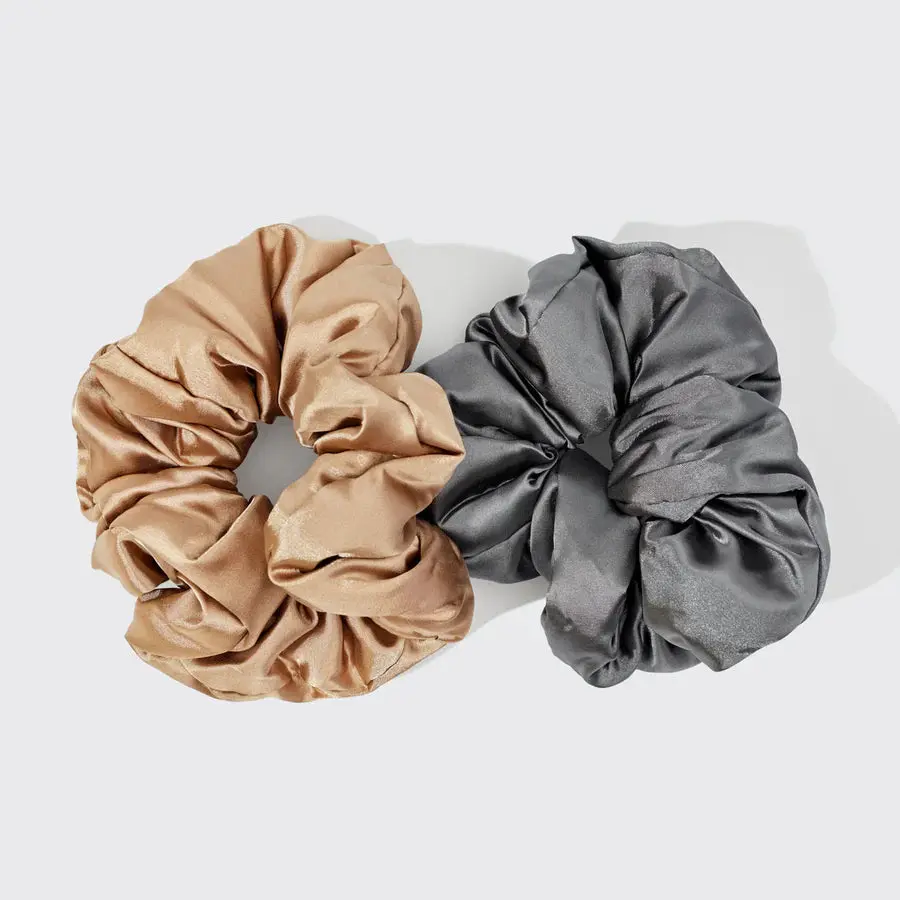 Satin Sleep Pillow Scrunchies Charcoal/Gold - Image 5