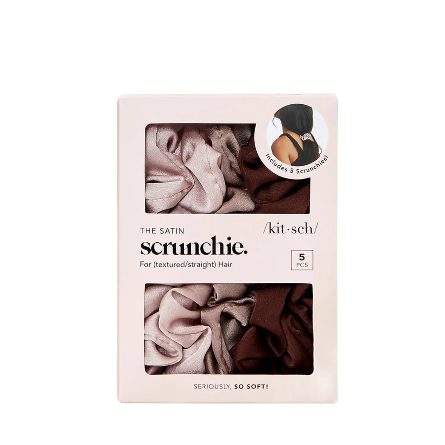 Satin Sleep Scrunchies 5pc Set Cameo - Image 5
