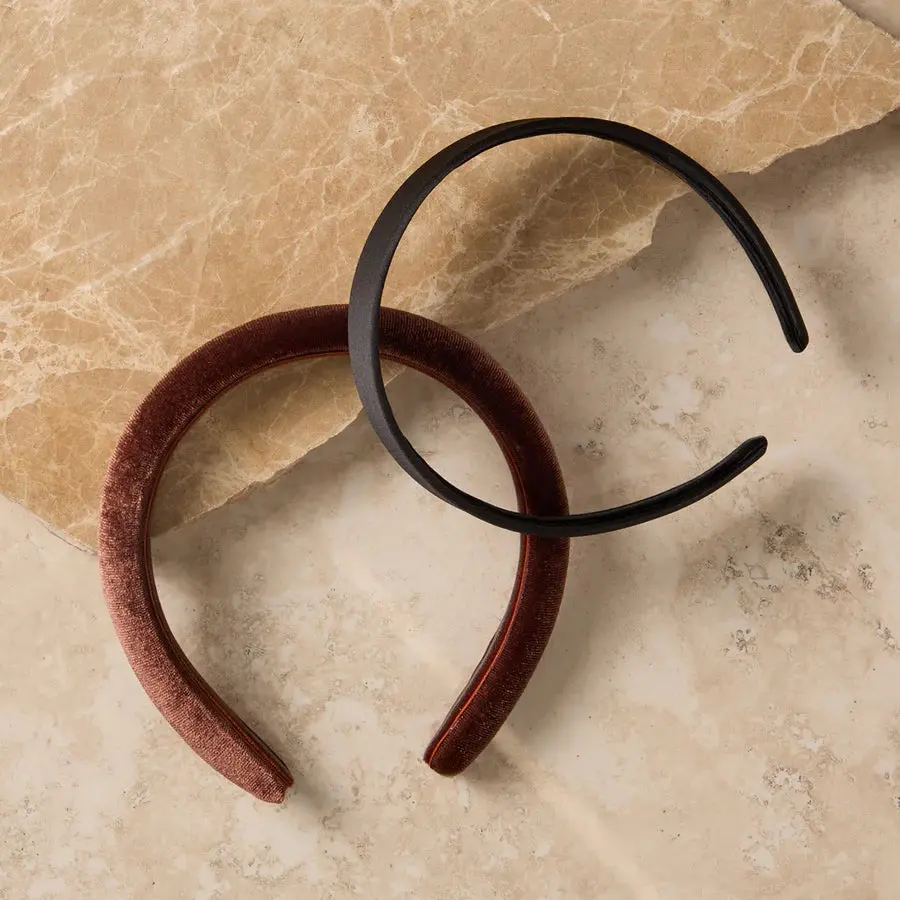 Satin & Velvet Headbands Black/Cocoa - Image 4