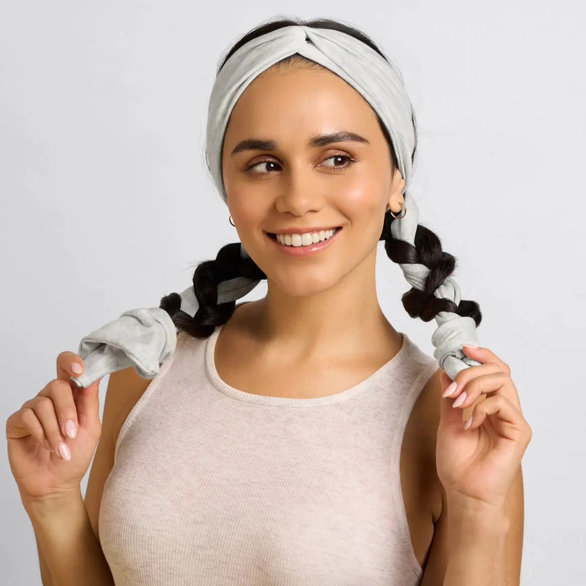 Set & Flow Heatless Curling Headband Heather Gray - Image 4