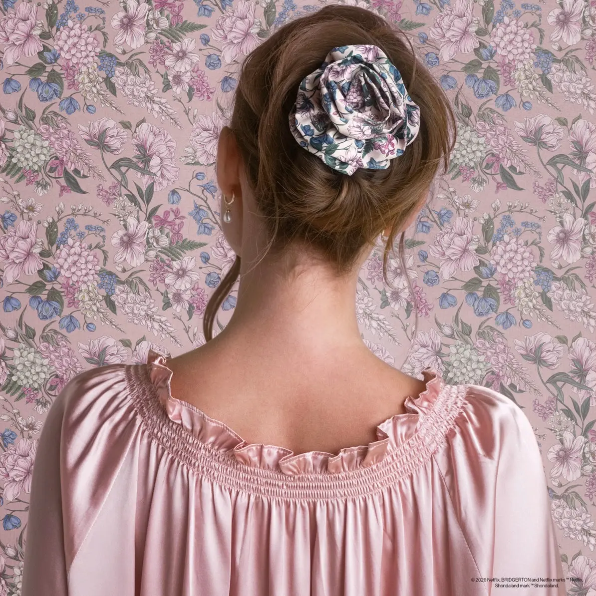 x Bridgerton Satin Rosette Medium Flat Cloud Clip Wisteria - Image 2