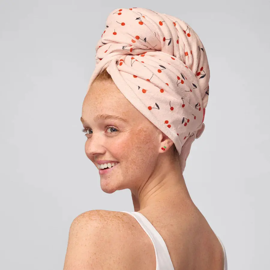 Kitsch XL Hair Towel Wrap Cherry Print - Image 2